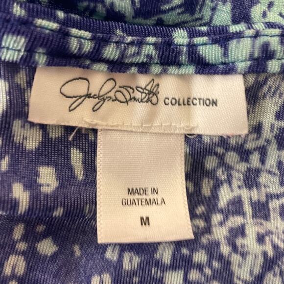 Jaclyn Smith Womens Medium Short Sleeve Swoop Neck Polka Dot Stripe Blouse - Picture 4 of 4